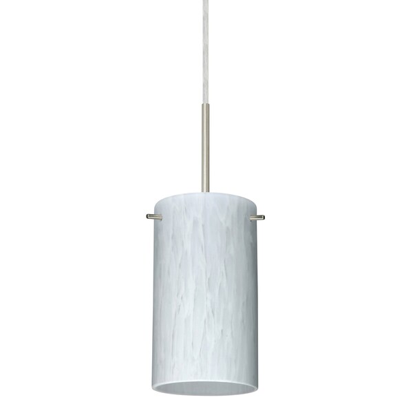 Besa Lighting Stilo 7 Cord Pendant, Carrera, Satin Nickel Finish, 1x40W Candelabra 1BT-440419-SN - main